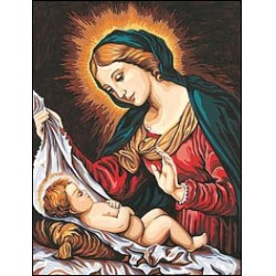 Kézimunka - Gobelin - 45x60cm - Szűz Mária a kis Jézussal