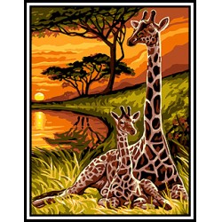 Kézimunka - Gobelin - 45x60cm - Pihenő zsiráfok