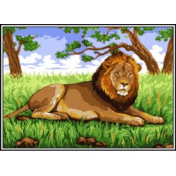 Kézimunka - Gobelin - 30x40cm - Pihenő oroszlán
