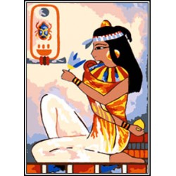 Kézimunka - Gobelin - 30x40cm - Egyiptomi nő virággal