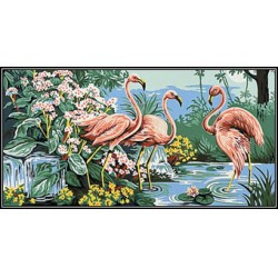 Kézimunka - Gobelin - 60x110cm - Flamingók