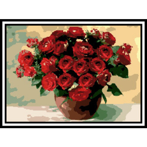 Kézimunka - Gobelin - 30x40cm - Rózsacsokor vázában