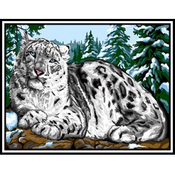 Kézimunka - Gobelin - 45x60cm - Fehér leopárd