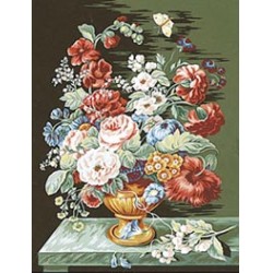 Kézimunka - Gobelin - 45x60cm - Rózsacsokor vázában