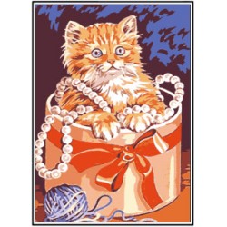 Kézimunka - Gobelin - 30x40cm - Macska az ajándékdobozban