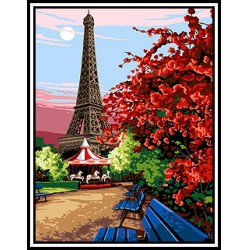 Kézimunka - Gobelin - 45x60cm - Eiffel-torony a parkból