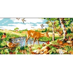 Kézimunka - Gobelin - 60x110cm - Az erdő állatai