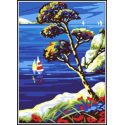 Kézimunka - Gobelin - 30x40cm - Fa a sziklaparton