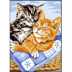 Kézimunka - Gobelin - 30x40cm - Alvó cicák