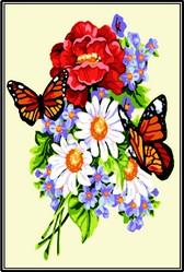 Kézimunka - Gobelin - 25x35cm - Virágcsokor pillangókkal