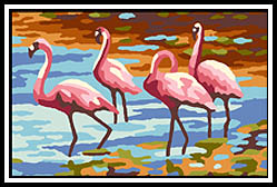 Kézimunka - Gobelin - 25x35cm - Flamingók
