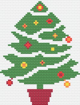 Karácsonyfa keresztszemes minta