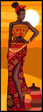Kézimunka - Gobelin - 25x60cm - Afrikai nő