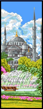 Kézimunka - Gobelin - 25x60cm - Kék Mecset, Isztambul, Törökország