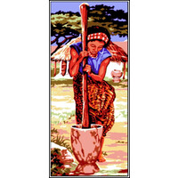 Kézimunka - Gobelin - 30x60cm - Köpülő nő