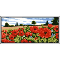 Kézimunka - Gobelin - 30x60cm - Pipacsmező